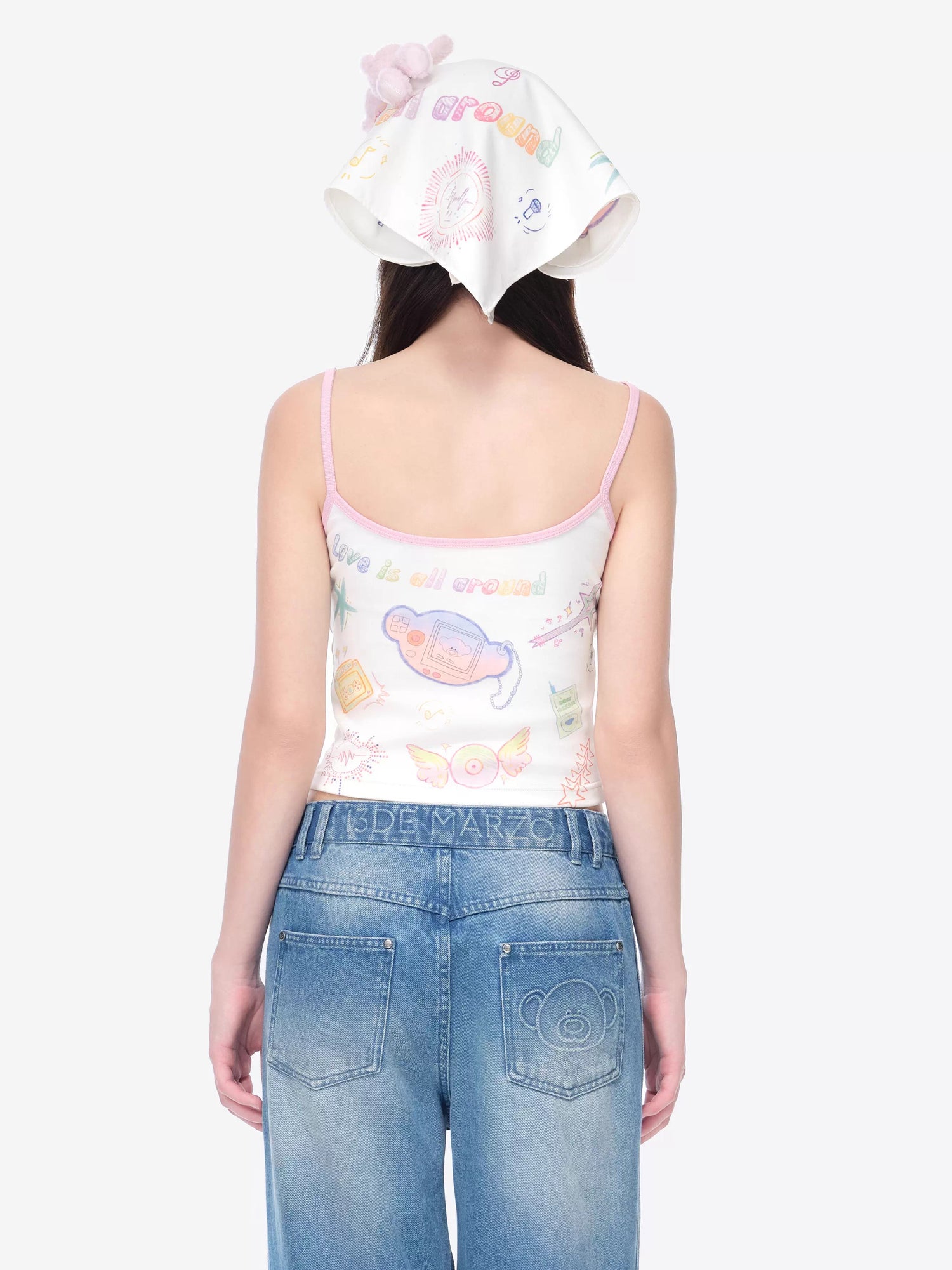 Graffiti Bear Fitted Cropped Camisole