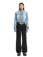 Twill Denim Cat-Whisker Stand-Collar Cropped Jacket - CHINASQUAD