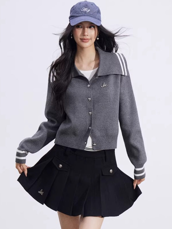 Preppy Layered Collar Knit Cardigans