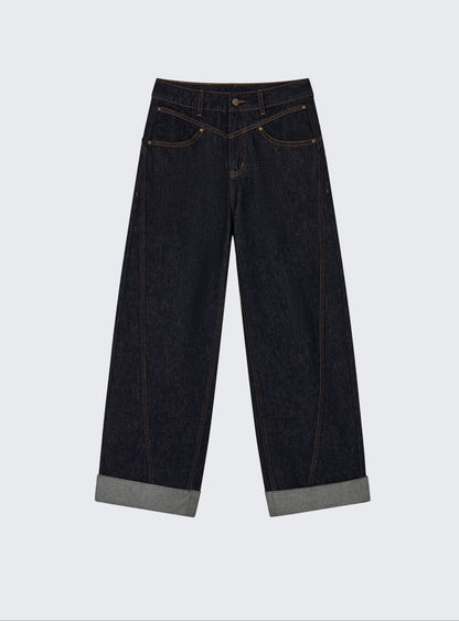 Structured Vintage-Dyed Jeans