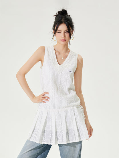 V-neck Tie-up Sleeveless Dress - CHINASQUAD