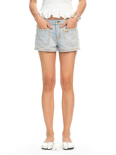Washed and Distressed Straight-Leg Mid-Rise Hot Pants - CHINASQUAD