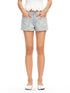 Washed and Distressed Straight-Leg Mid-Rise Hot Pants - CHINASQUAD