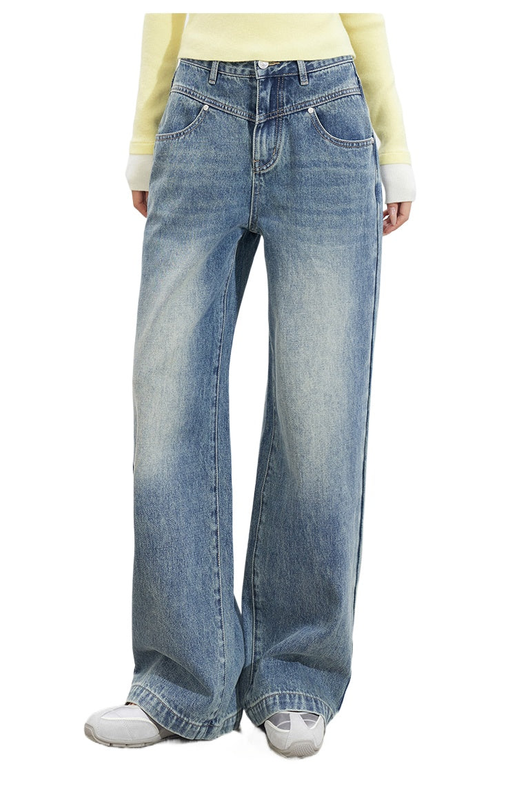 Vintage Washed Wide-Leg Jeans