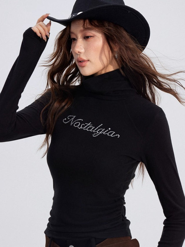 Embellished Fleece-Lined Knit Turtleneck