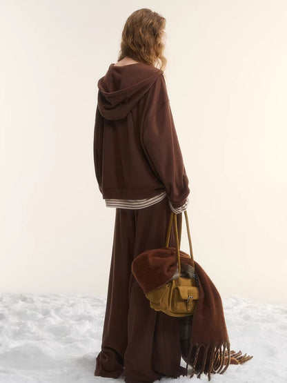 Layered-Effect Sweatshirt &amp; Wide-Leg Sweatpants Set