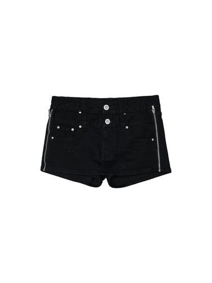 Double Waistband Reversible Denim Mini Skirt