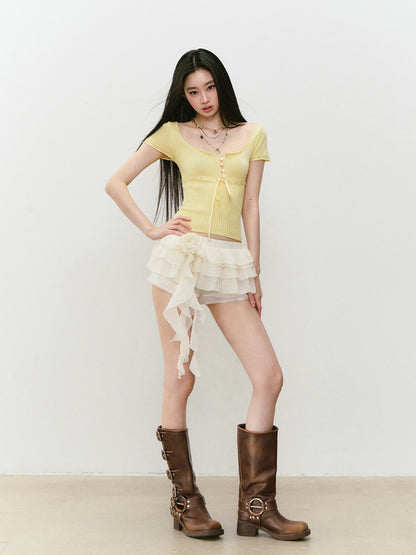 Bowknot Lyocell Knit T-shirt - CHINASQUAD