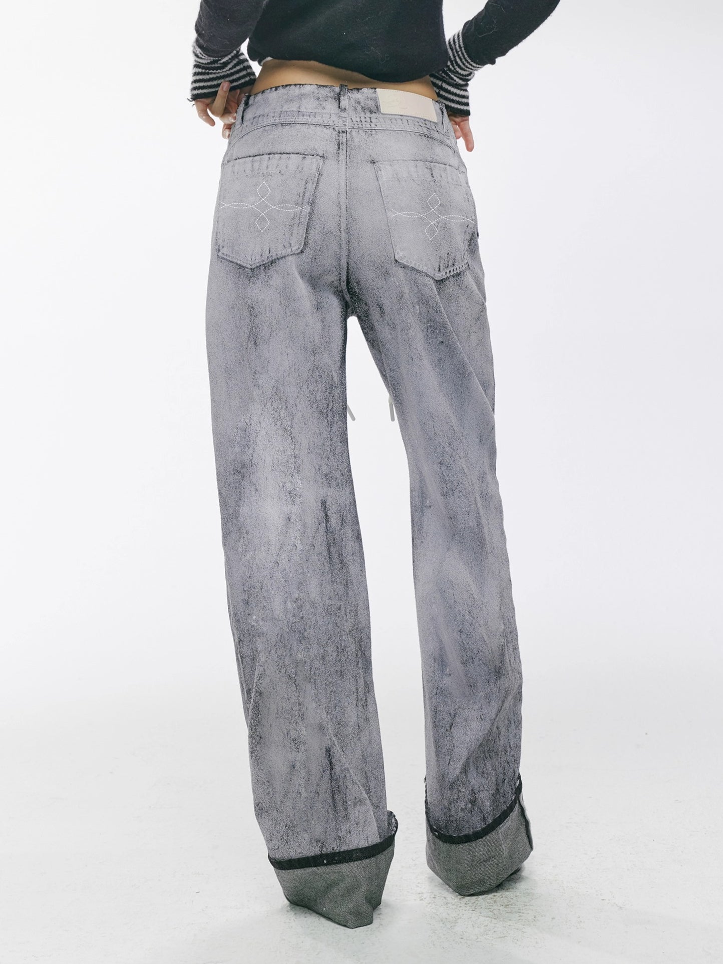Vintage Washed Straight-Leg Denim Pants