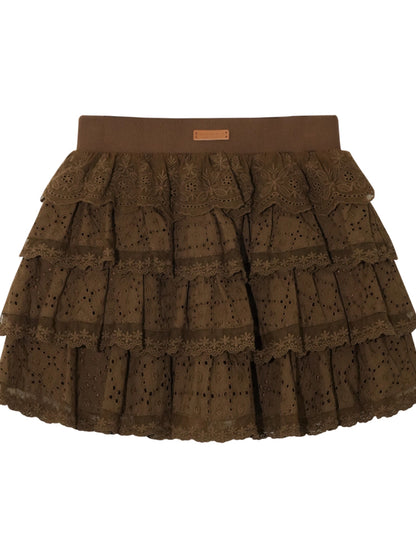Multi-layer Ruffle Elastic Waist Tiered Skirt - CHINASQUAD