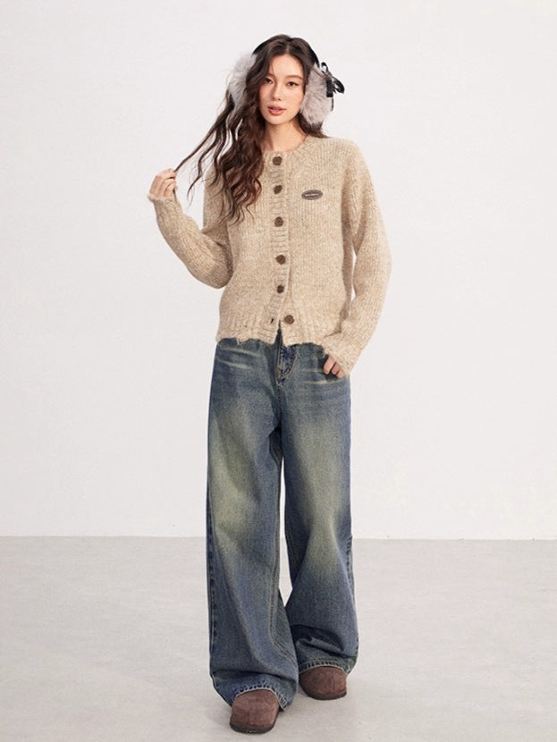 Chunky-Knit Wool-Blend Winter Cardigan