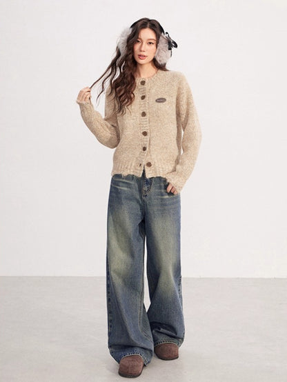 Chunky-Knit Wool-Blend Winter Cardigan