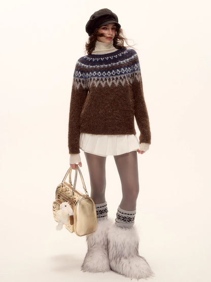 Mohair Blend Pleated Mini Skirt