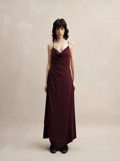 Knitted Draped Maxi Slip Dress