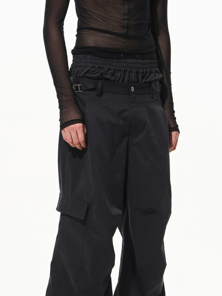 Triple-Layered Color-Block Cargo Pants