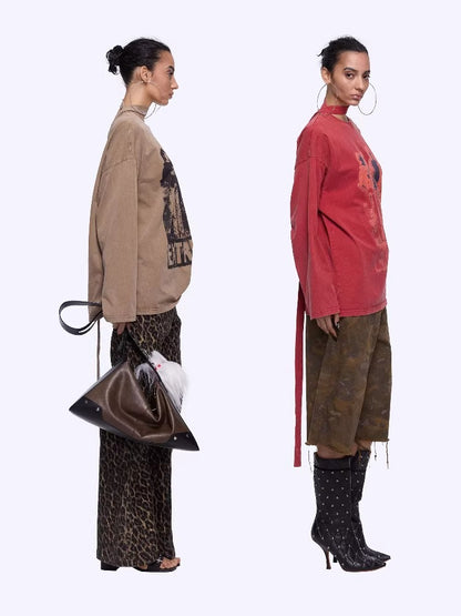 Washed Portrait Print Long Sleeve T-Shirt