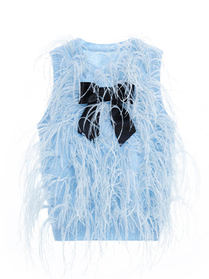 Ostrich Feather Knitted Tank Top