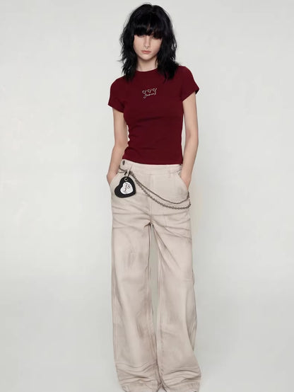 Lipstick Graffiti Cap-Sleeve Slim-Fit T-Shirt