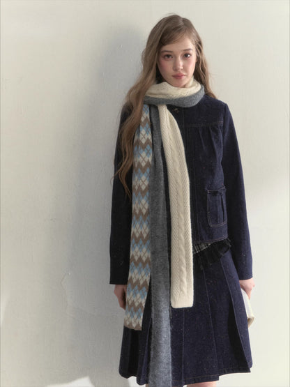 Multi-Color Ribbon Detail Knit Scarf