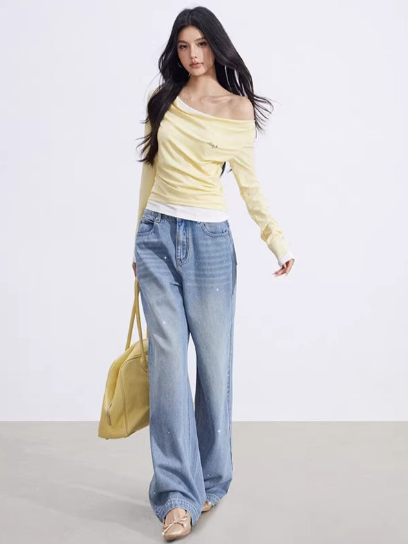Heart Stud Wide-Leg Jeans