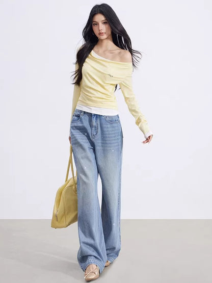 Heart Stud Wide-Leg Jeans
