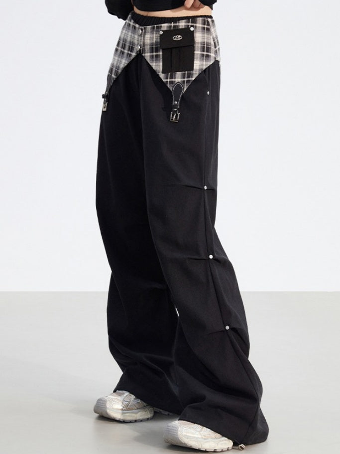 Detachable Plaid Utility Cotton Pants