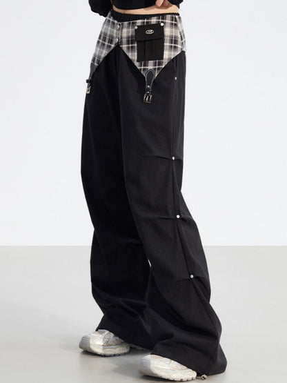 Detachable Plaid Utility Cotton Pants