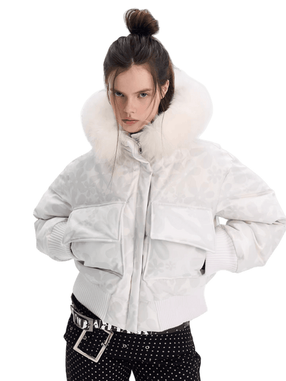 Vintage Printed Short Down Jacket