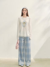 Lace Panel Checked Straight-Leg Pants - CHINASQUAD