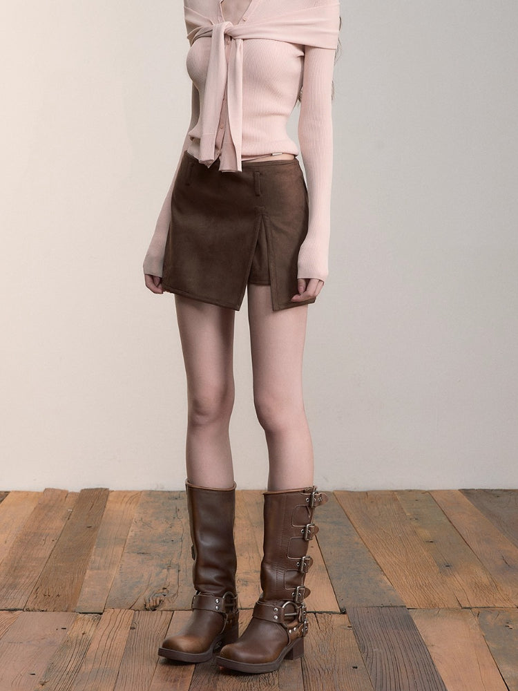 VIA PITTI Irregular Heavy-Duty Side-Slit Skort – view 8