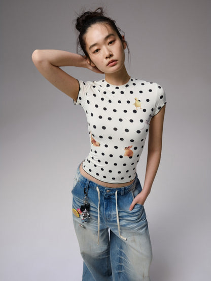 Cats &amp; Dogs Love Polka Dot Print T-Shirt - CHINASQUAD