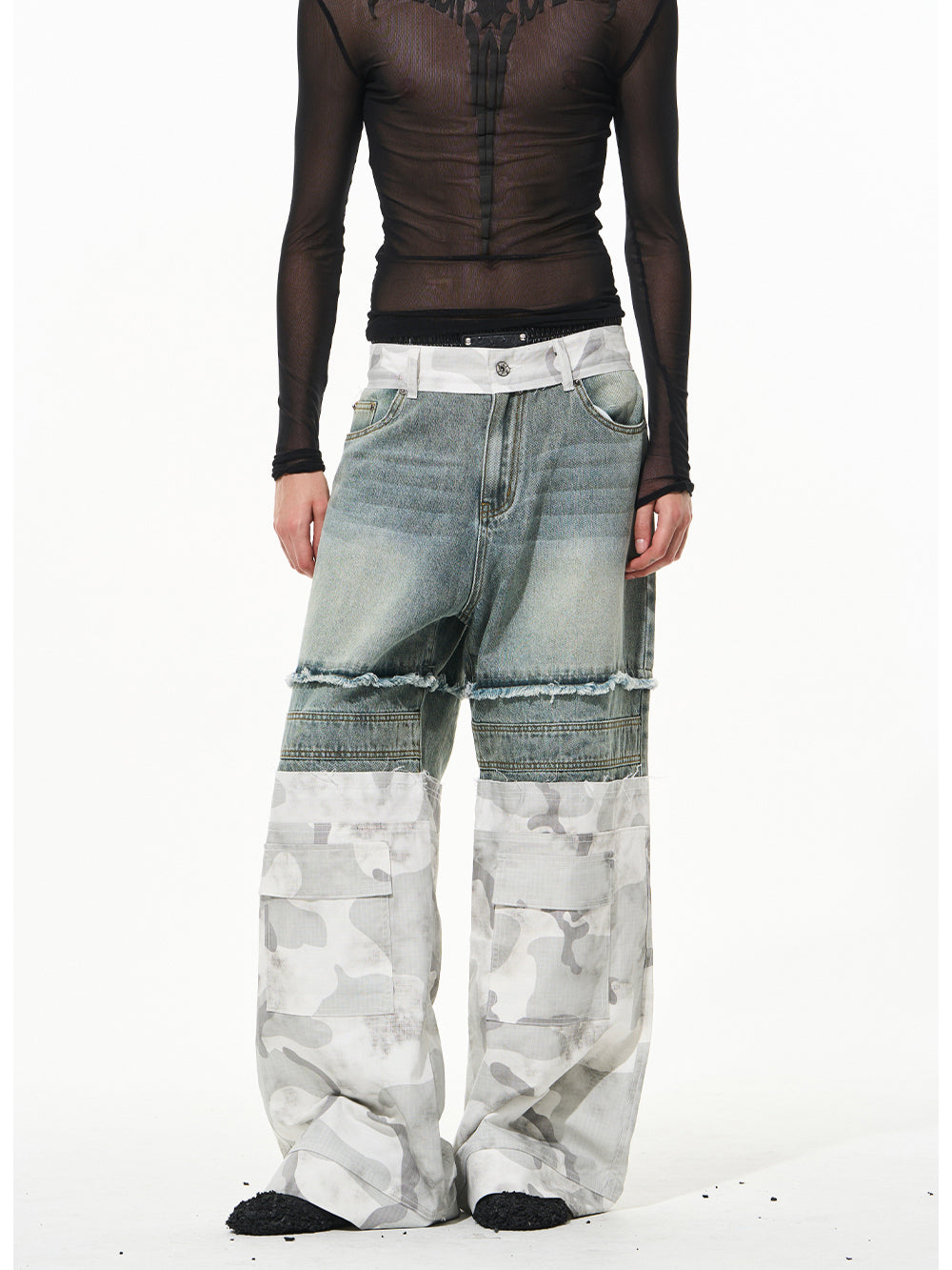 Double-Layered Camouflage Workwear Denim Pants