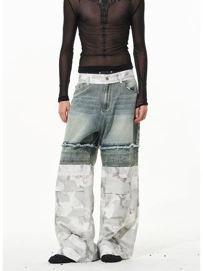 Double-Layered Camouflage Workwear Denim Pants