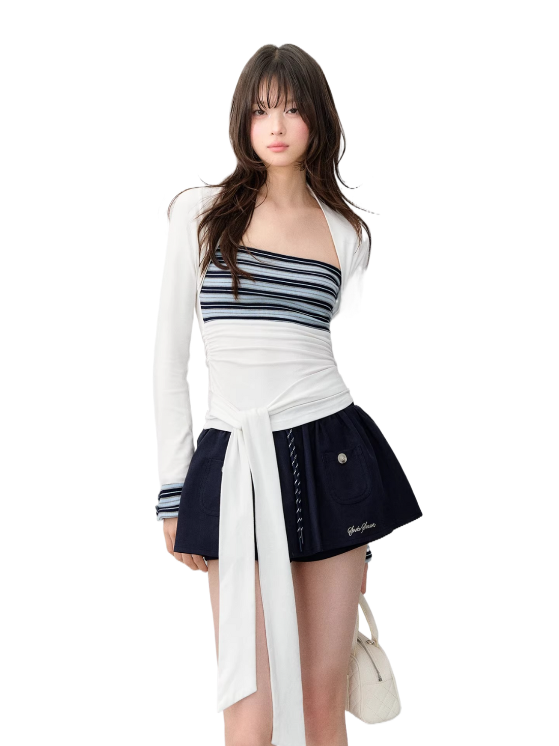 Contrast Stripe Layered Knit Top