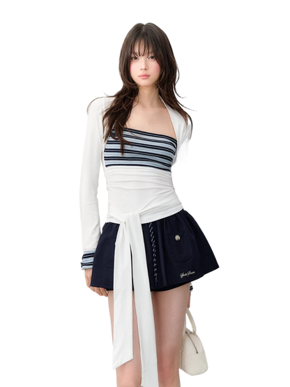 Contrast Stripe Layered Knit Top