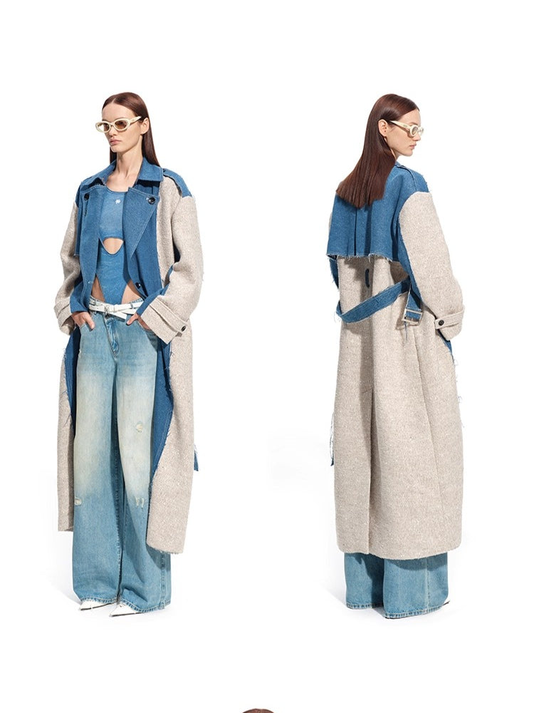 &quot;Caracal Series&quot; Washed Crinkle Denim Mesh Bodysuit