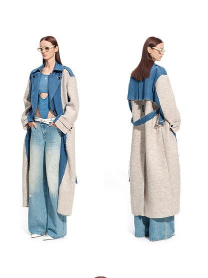 &quot;Caracal Series&quot; Washed Crinkle Denim Mesh Bodysuit