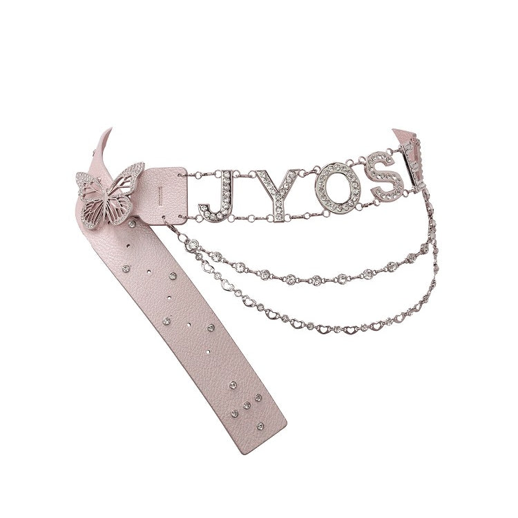 Butterfly Rhinestone Chain Wide Belt