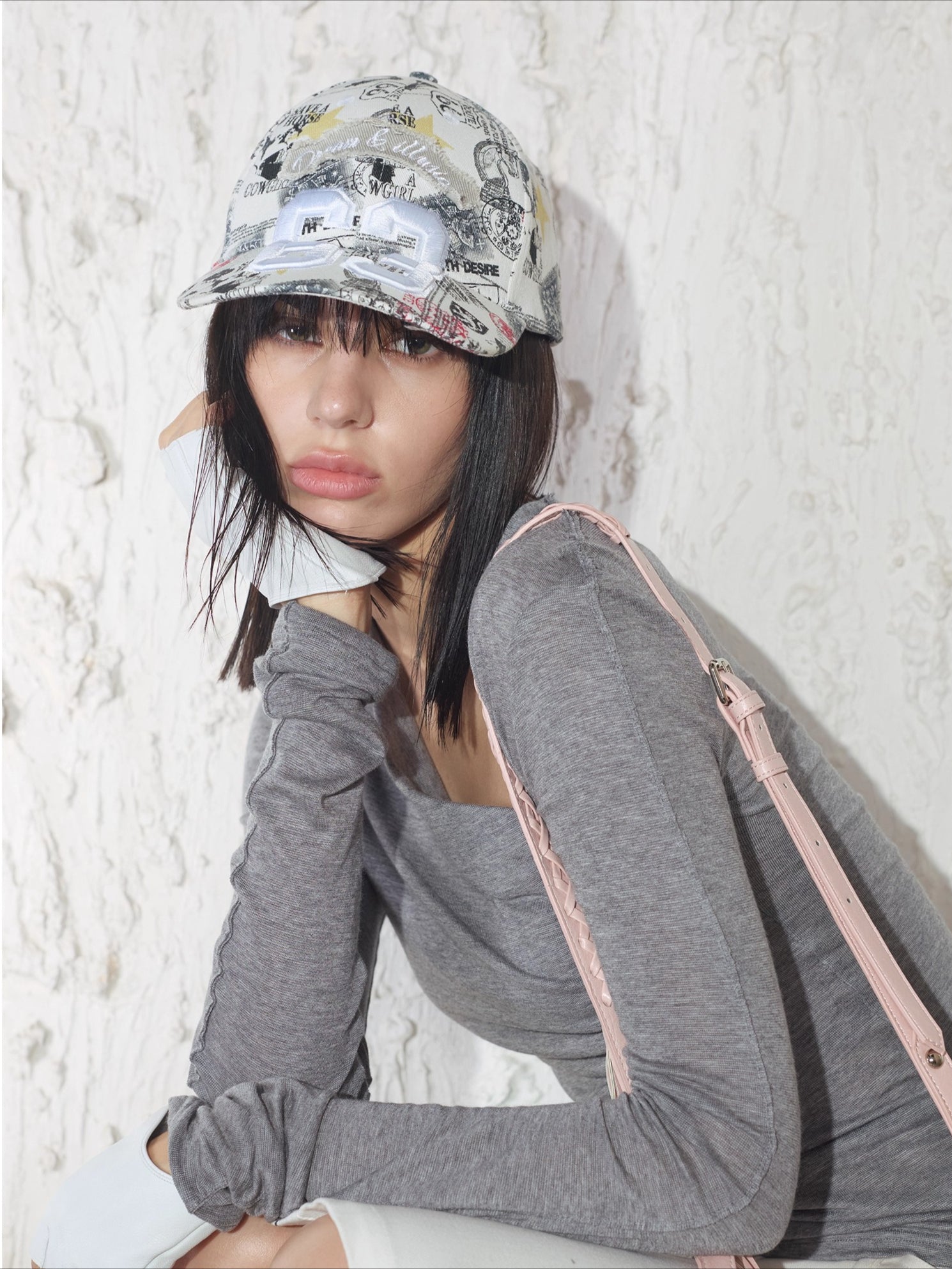 Rock Leopard Newspaper Print Baseball Cap