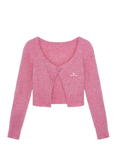 Single-Button Wool-Blend Knit Cardigan