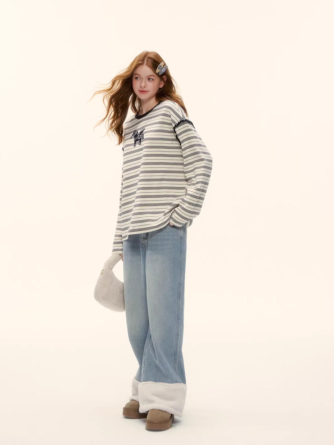 Straight-Leg Wide Denim Pants