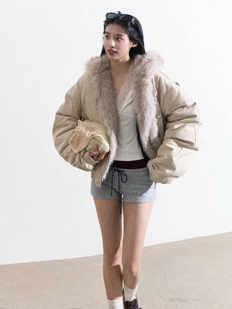 Faux Fur–Trimmed Aviator Parka Jacket