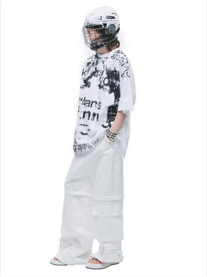 Distressed Laser-Burn Graphic Oversized T-Shirt