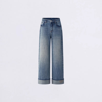 Vintage Wash Embroidered Wide-Leg Jeans