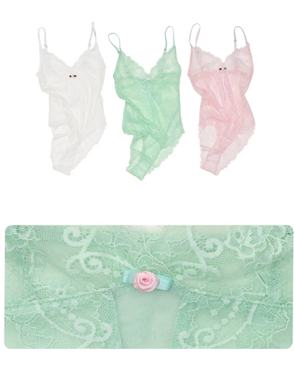 Lace Mesh V-Neck Bodysuit 1Jinn Studio