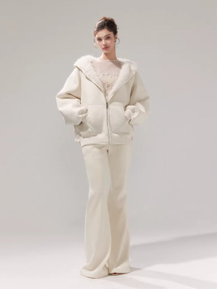 Hooded Fleece Jacket &amp; Plush Sweatpants Set