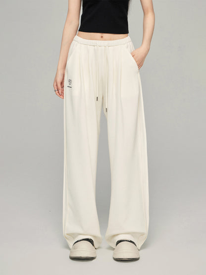 Black &amp; Off-white Knit Wide-Leg Pants