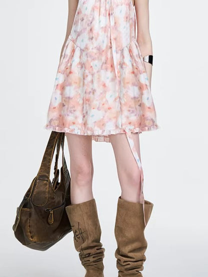 Pink Floral A-Line Camisole Dress