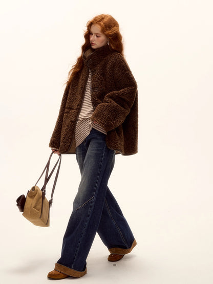 Reversible Faux Suede Shearling Jacket