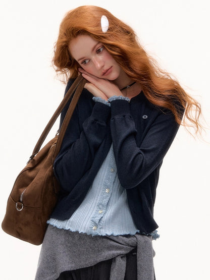 Solid Knit Tie-Up Shoulder Cape Scarf